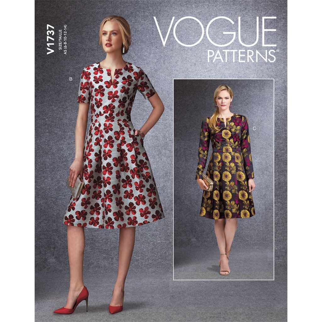 Vogue Pattern V1737 Misses Fit And Flare Dresses with Waistband and Pockets 1737 Image 1 From Patternsandplains.com
