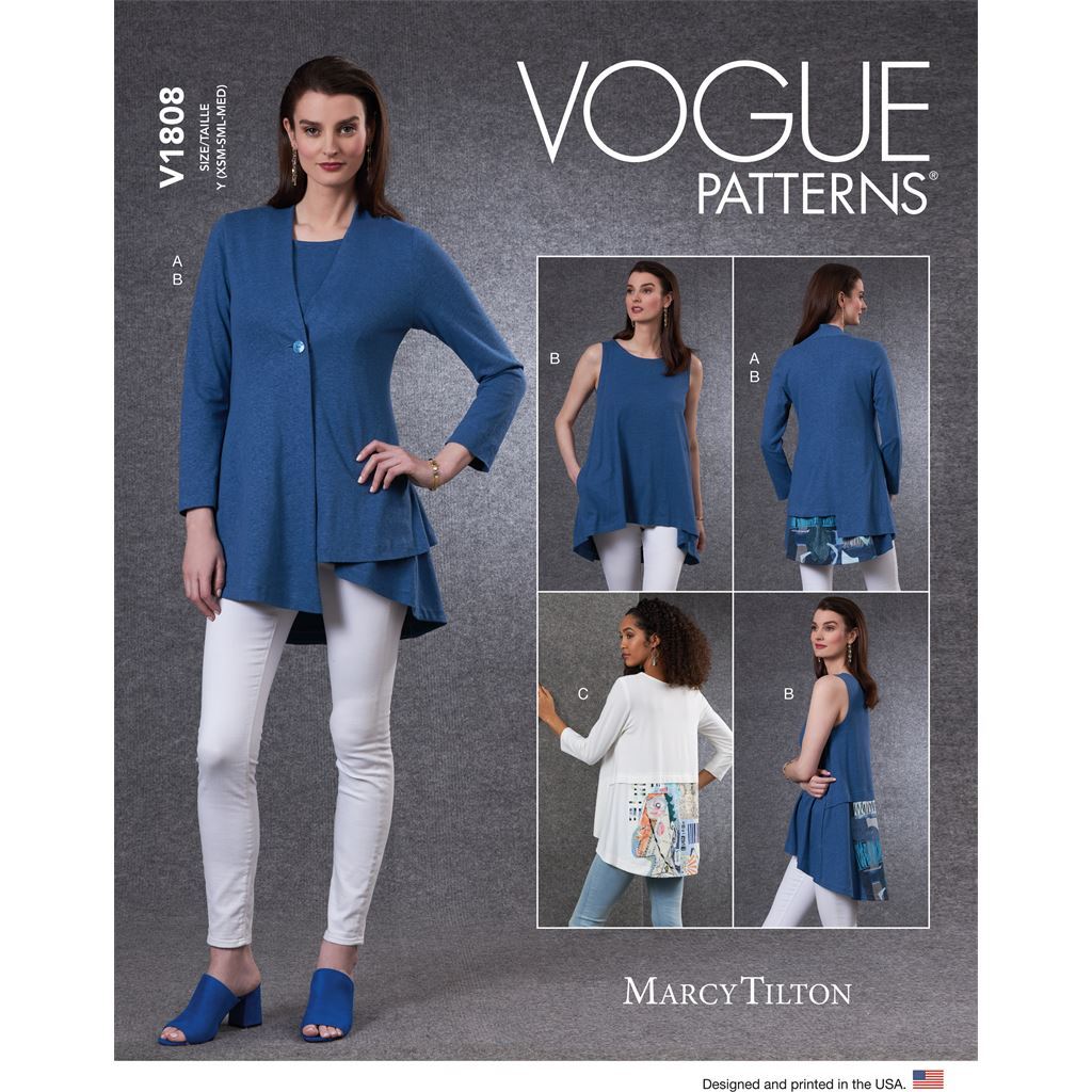 Vogue Pattern V1808 Misses Cardigan and Tunics 1808 Image 1 From Patternsandplains.com