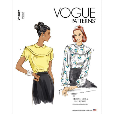 Vogue Pattern V1809 Misses Tops 1809 Image 1 From Patternsandplains.com