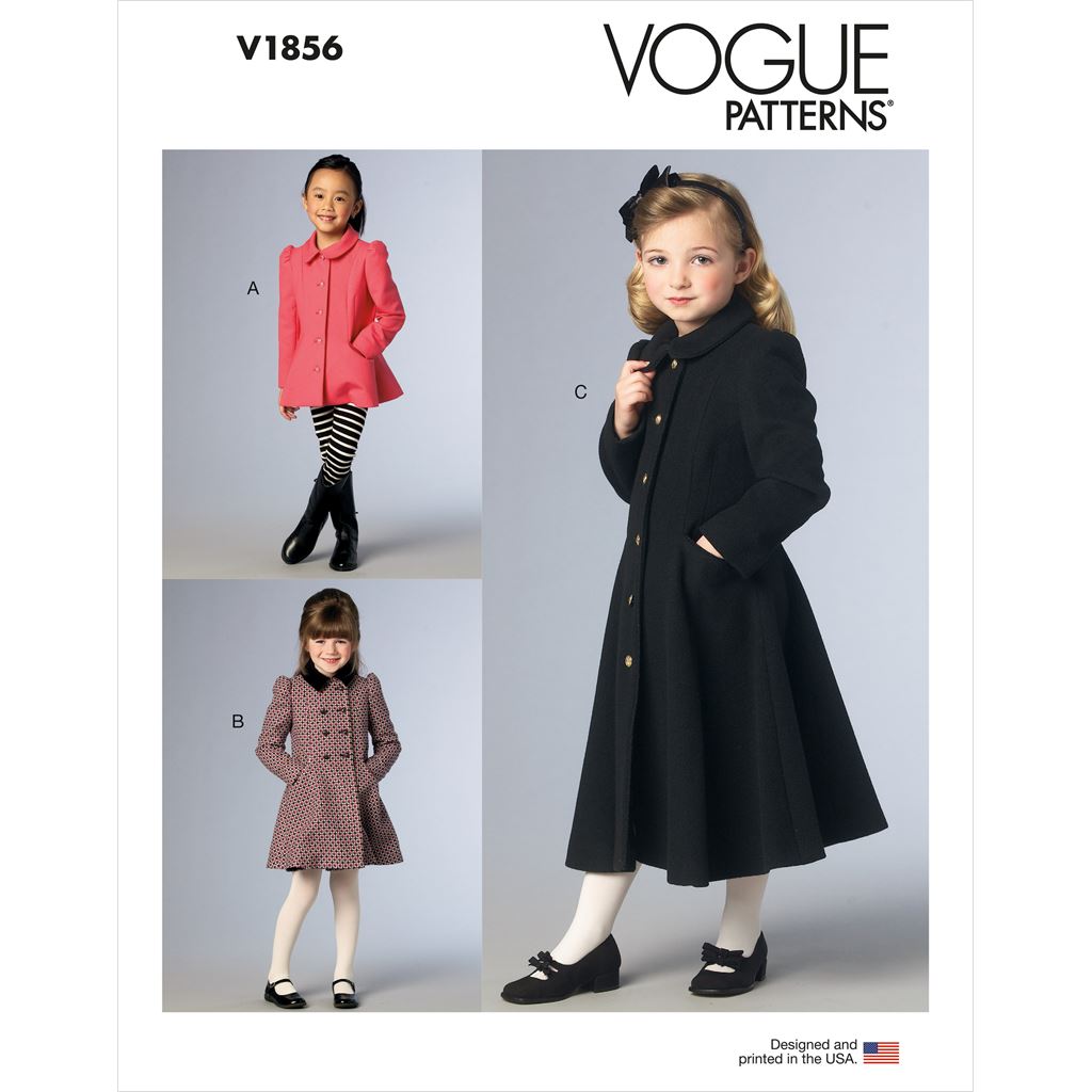 Vogue Pattern V1856 Childrens and Girls Jacket and Coat 1856 Image 1 From Patternsandplains.com