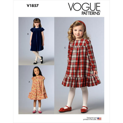 Vogue Pattern V1857 Childrens and Girls Dress 1857 Image 1 From Patternsandplains.com