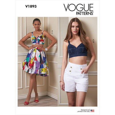 Vogue Pattern V1893 Misses Top Shorts and Skirt 1893 Image 1 From Patternsandplains.com