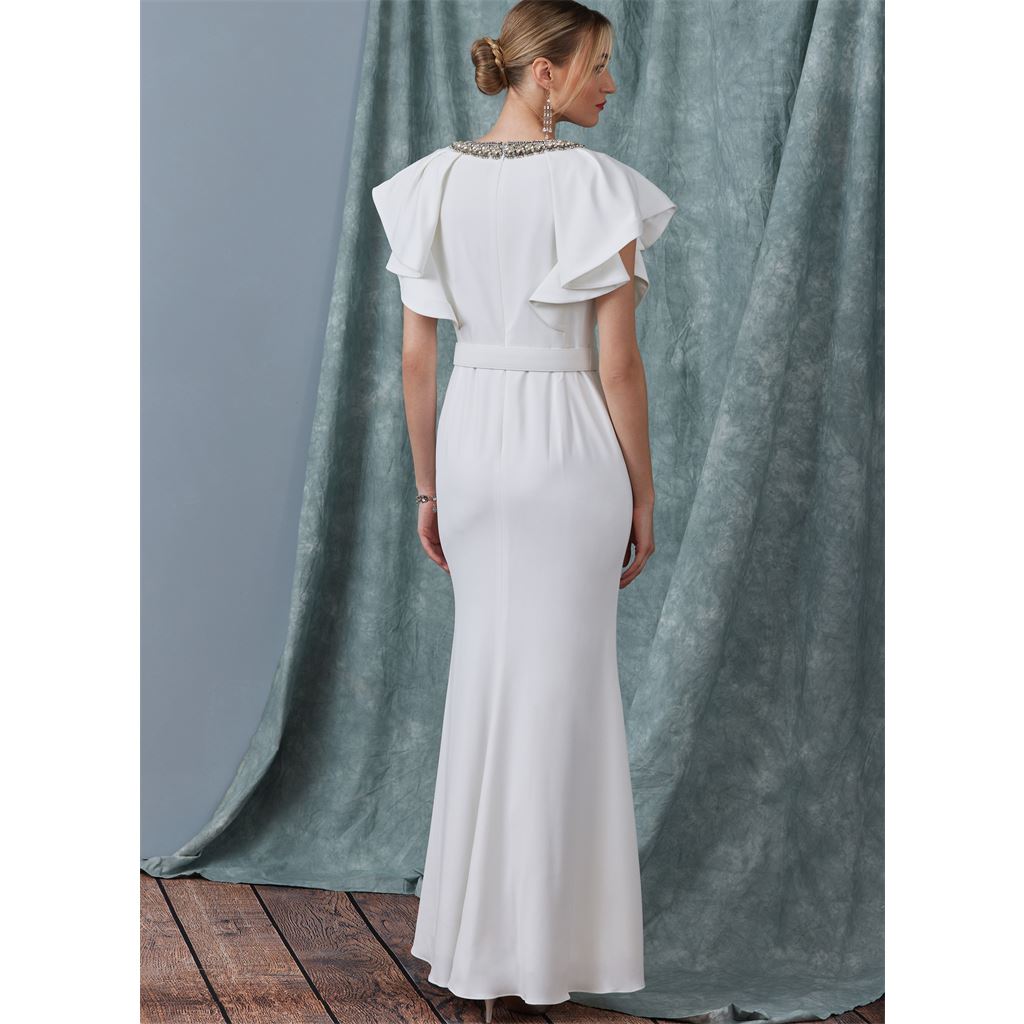 Vogue Pattern V1919 Misses Full Length Dress with Belt by Badgley Mischka 1919 Image 3 From Patternsandplains.com