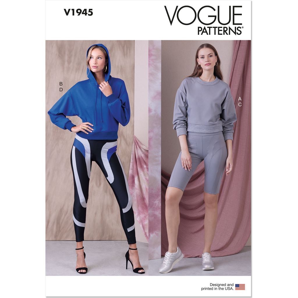 Vogue Pattern V1945 Misses Knit Tops and Leggings in Two Lengths 1945 Image 1 From Patternsandplains.com