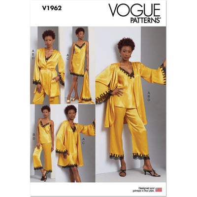 Vogue Pattern V1962 Misses Robe Camisole Slip Dress and Pants 1962 Image 1 From Patternsandplains.com