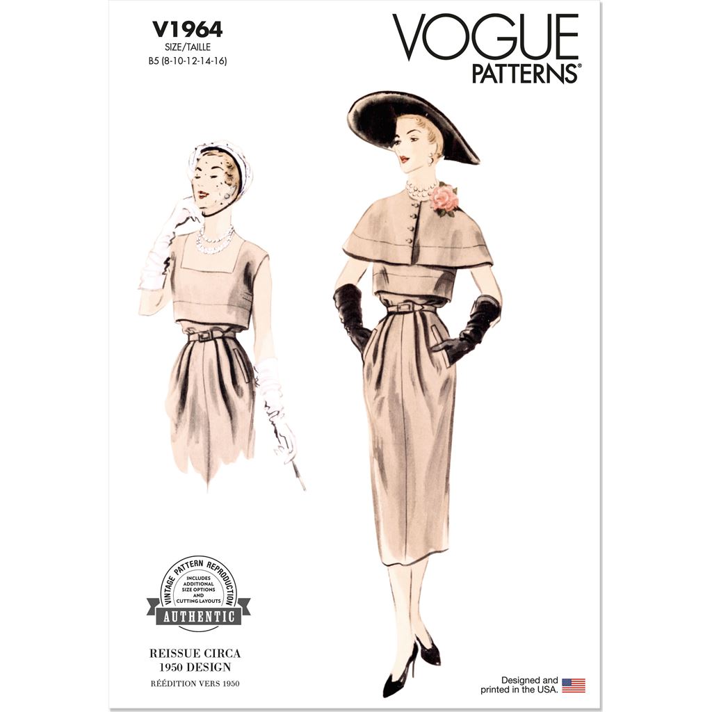 Vogue Pattern V1964 Misses Dress and Capelet 1964 Image 1 From Patternsandplains.com