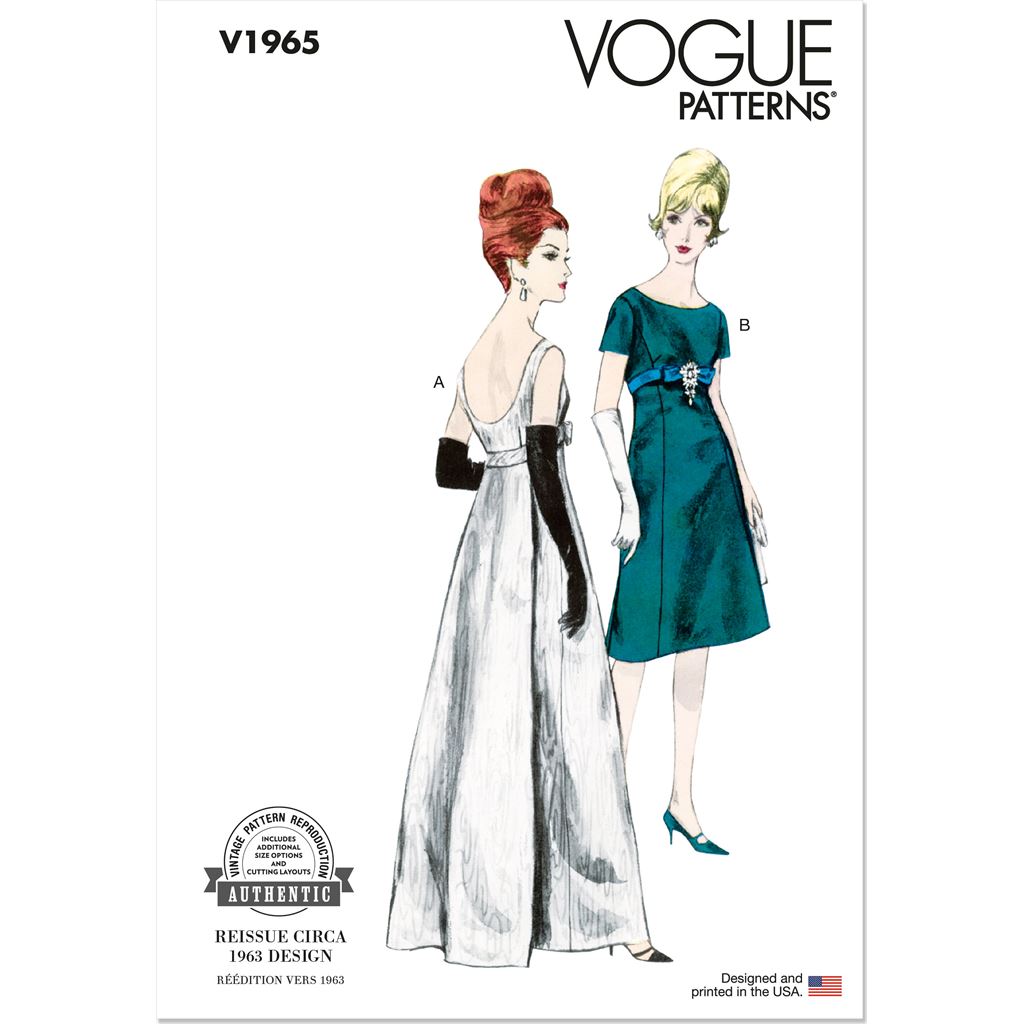 Vogue Pattern V1965 Misses' One Piece Evening Dress 1965 - Patterns and Plains Vogue Pattern V1965 Misses' One Piece Evening Dress 1965 - Patterns and Plains