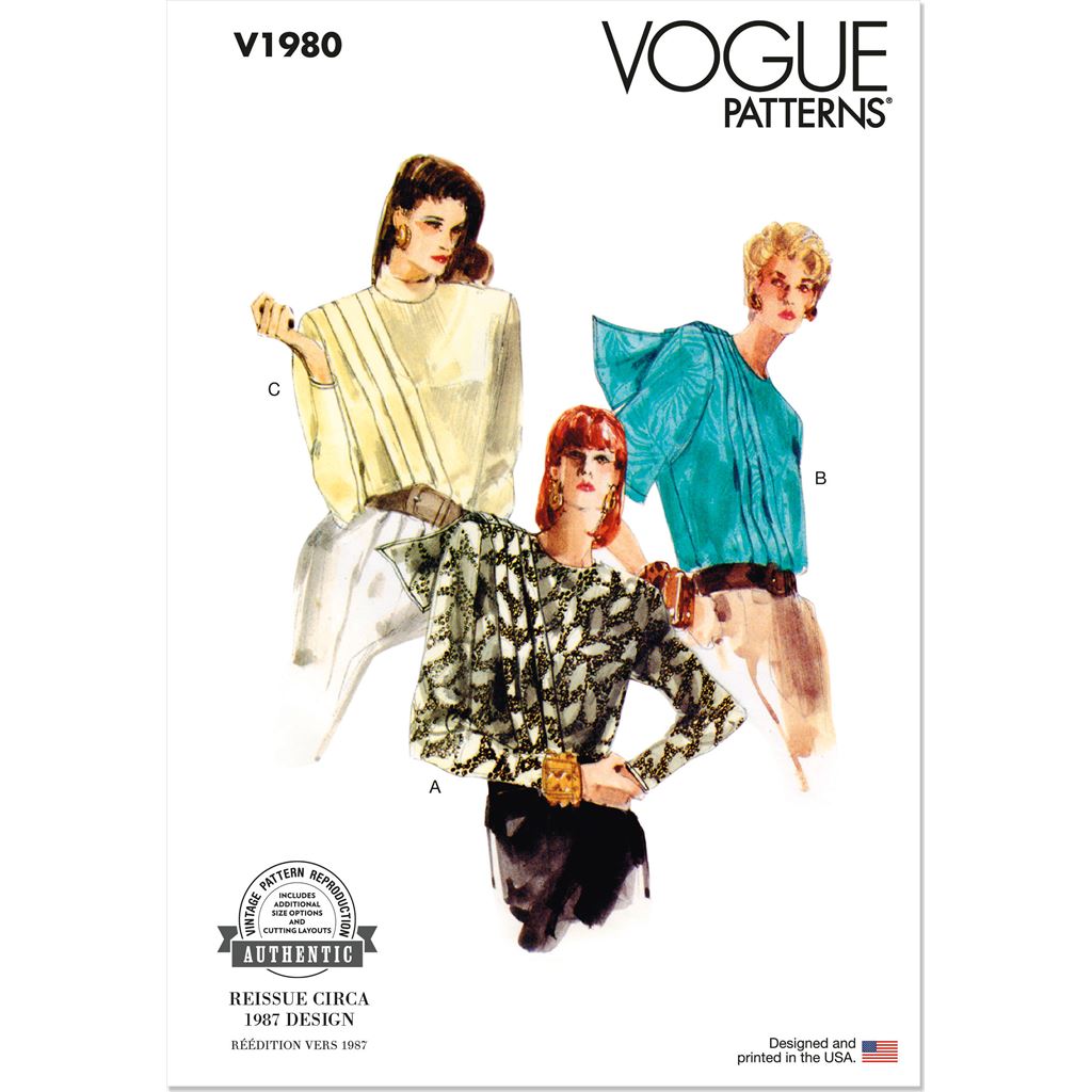 Vogue Pattern V1980 Misses Blouse 1980 Image 1 From Patternsandplains.com