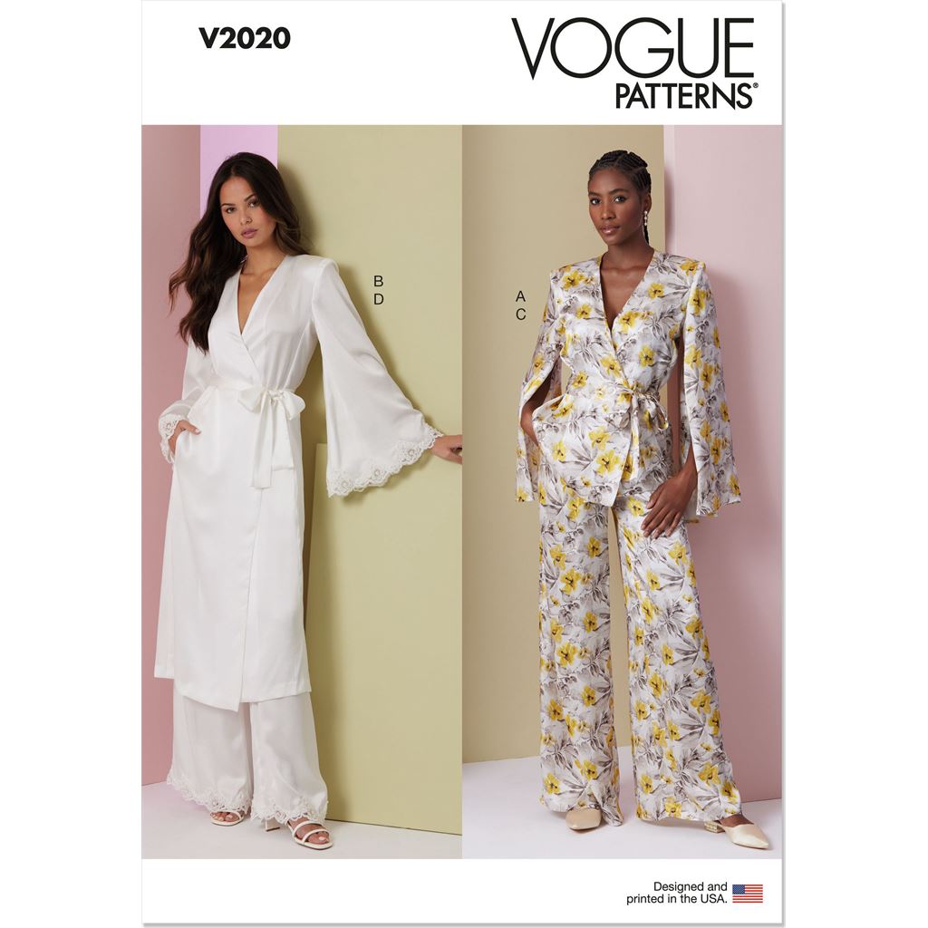 Vogue Pattern V2020 Misses Lounge Top Robe and Pants 2020 Image 1 From Patternsandplains.com
