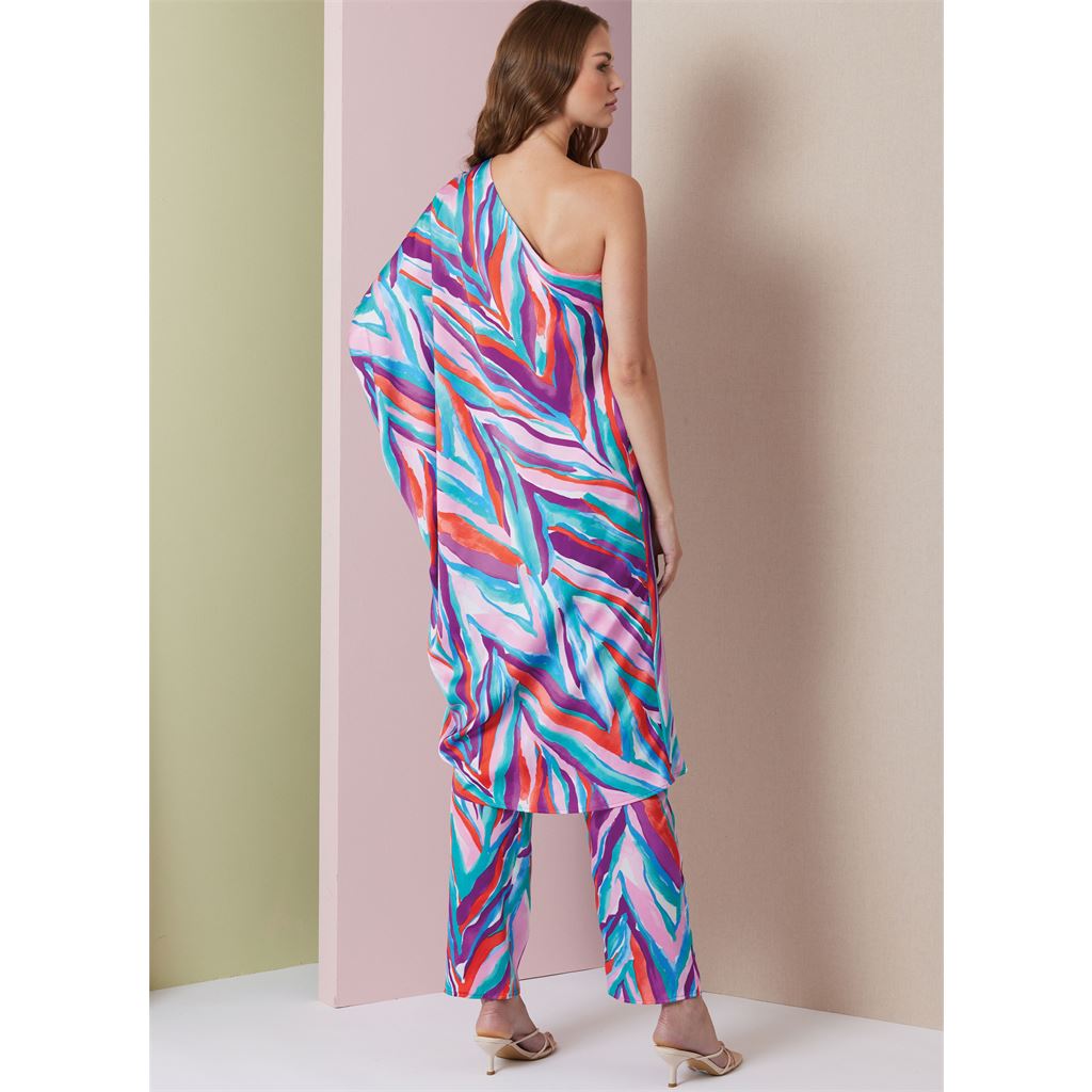 Vogue Pattern V2021 Misses One Shoulder Dress and Pants 2021 Image 4 From Patternsandplains.com