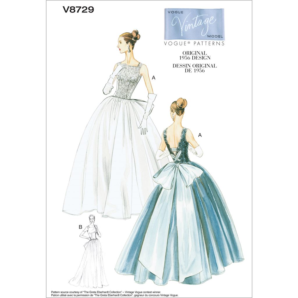 Pattern V1829 Vogue Pattern V8729 Misses' Dress and Underskirt 8729 - Patterns and Plains