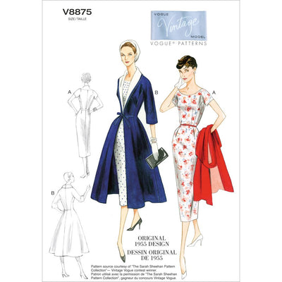 Vogue Pattern V8875 Misses Dress Belt Coat and Detachable Collar 8875 Image 1 From Patternsandplains.com