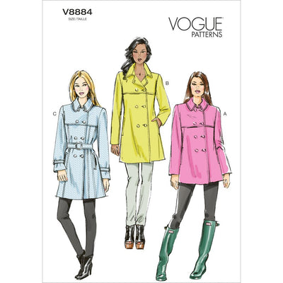 Vogue Pattern V8884 Misses Coat and Belt 8884 Image 1 From Patternsandplains.com