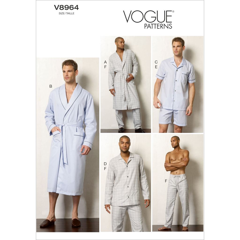 Vogue Pattern V8964 Mens Robe Top Shorts and Pants 8964 Image 1 From Patternsandplains.com