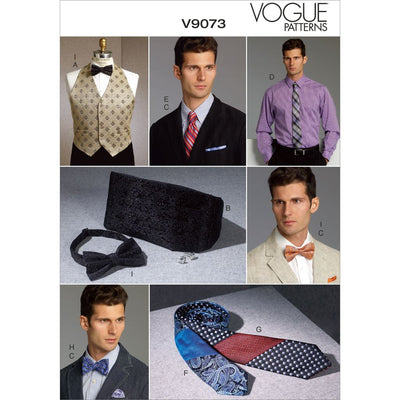 Vogue Pattern V9073 Mens Vest Cummerbund Pocket Square and Ties 9073 Image 1 From Patternsandplains.com