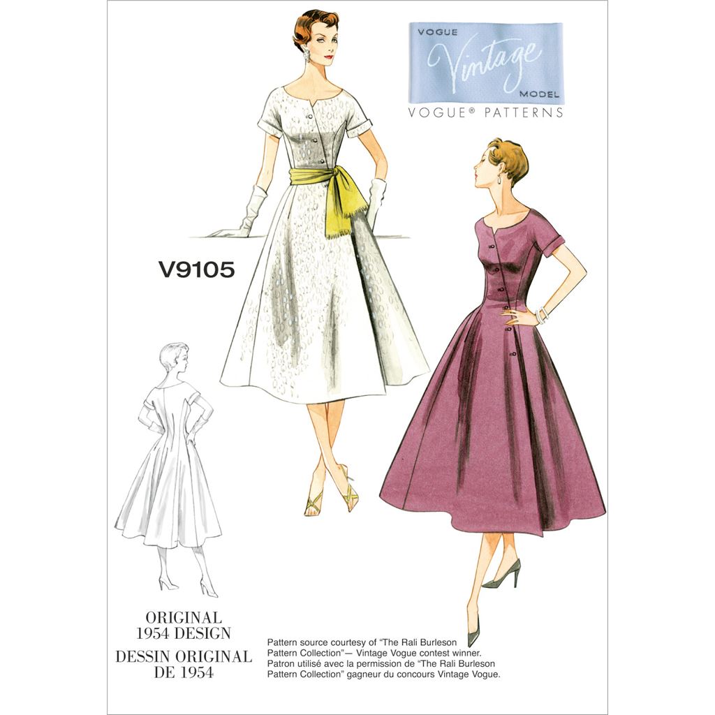 Vogue Pattern V9105 Misses Dress and Sash 9105 Image 1 From Patternsandplains.com