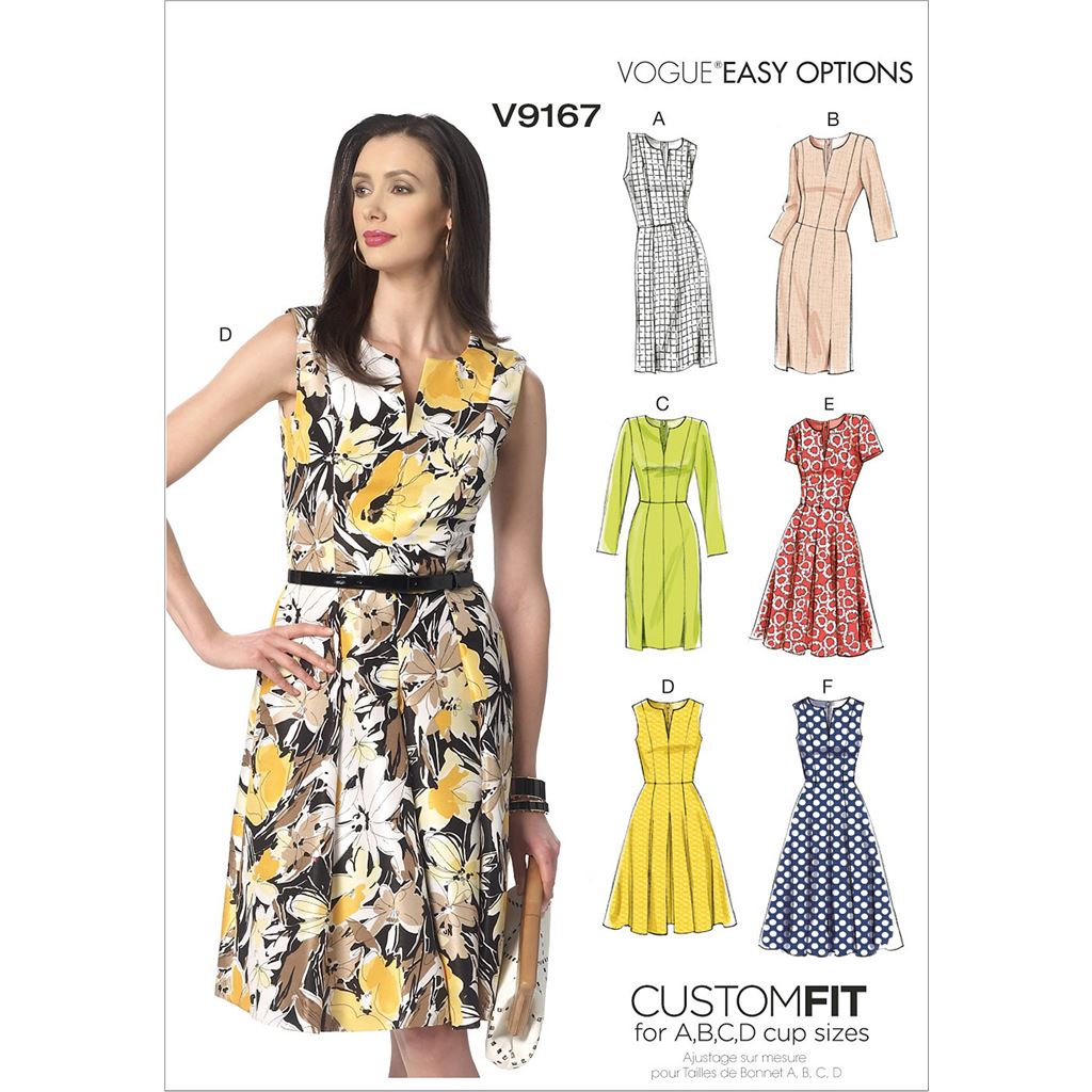 Vogue Pattern V9167 Misses Notch Neck Princess Seam Dresses 9167 Image 1 From Patternsandplains.com