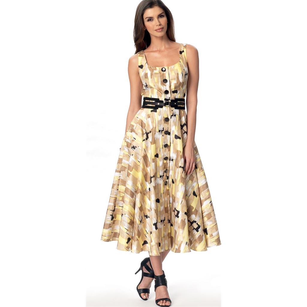 Vogue Pattern V9182 Misses Button Down Flared Skirt Dresses 9182 Image 2 From Patternsandplains.com.jpg