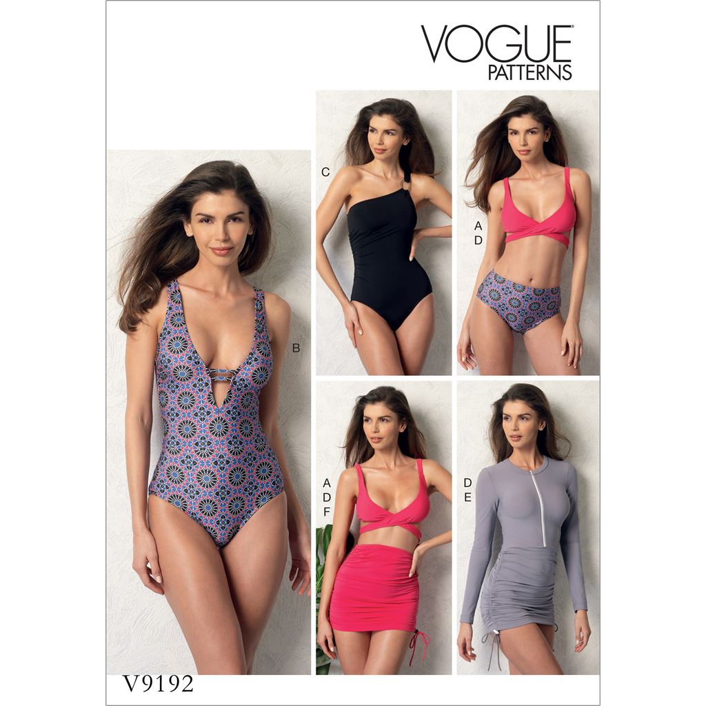 Vogue Pattern V9192 Misses Wrap Top Bikini One Piece Swimsuits and Cover Ups 9192 Image 1 From Patternsandplains.com