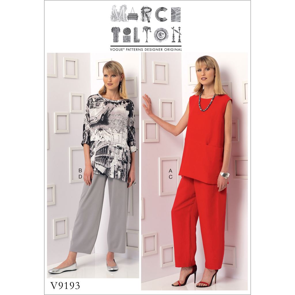 Vogue Pattern V9193 Misses Sleeveless or Dolman Sleeve Tunics and Pants with Yoke 9193 Image 1 From Patternsandplains.com