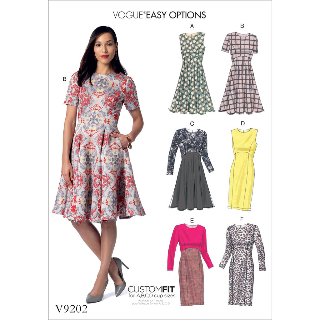 Vogue Pattern V9202 Misses Dresses with Flared or Straight Skirt Options 9202 Image 1 From Patternsandplains.com