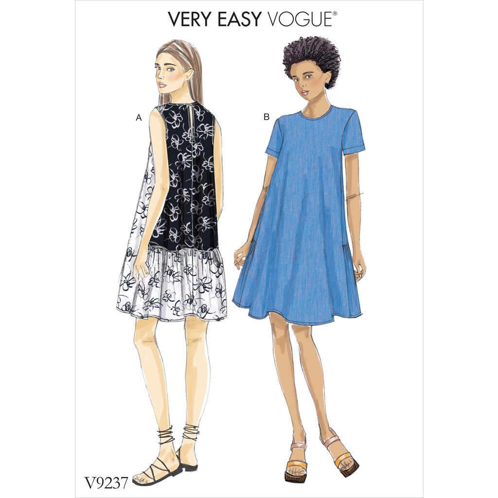 Vogue Pattern V9237 Misses A Line Back Ruffle Dresses 9237 Image 1 From Patternsandplains.com