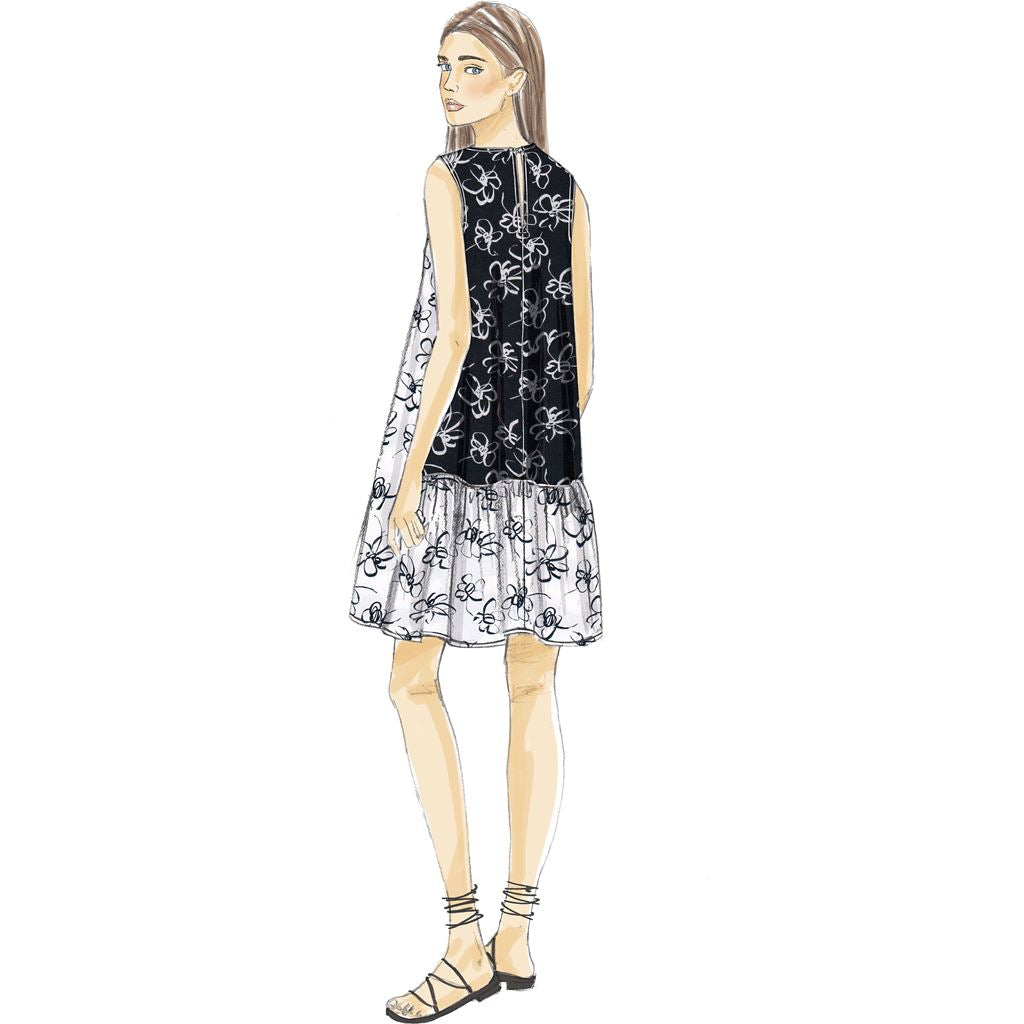 Vogue Pattern V9237 Misses A Line Back Ruffle Dresses 9237 Image 3 From Patternsandplains.com.jpg