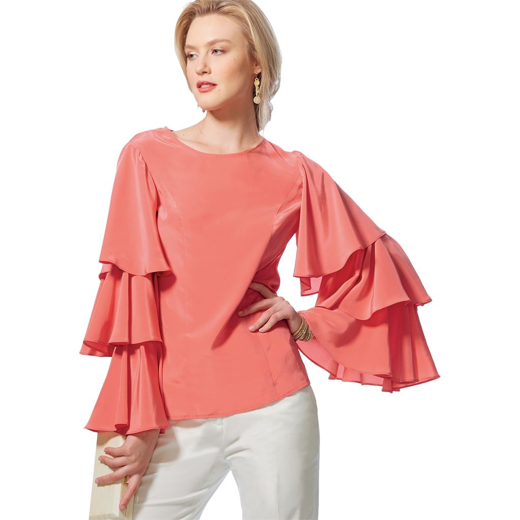 Vogue Pattern V9243 Misses Princess Seam Tops with Flared Sleeve Variations 9243 Image 2 From Patternsandplains.com.jpg