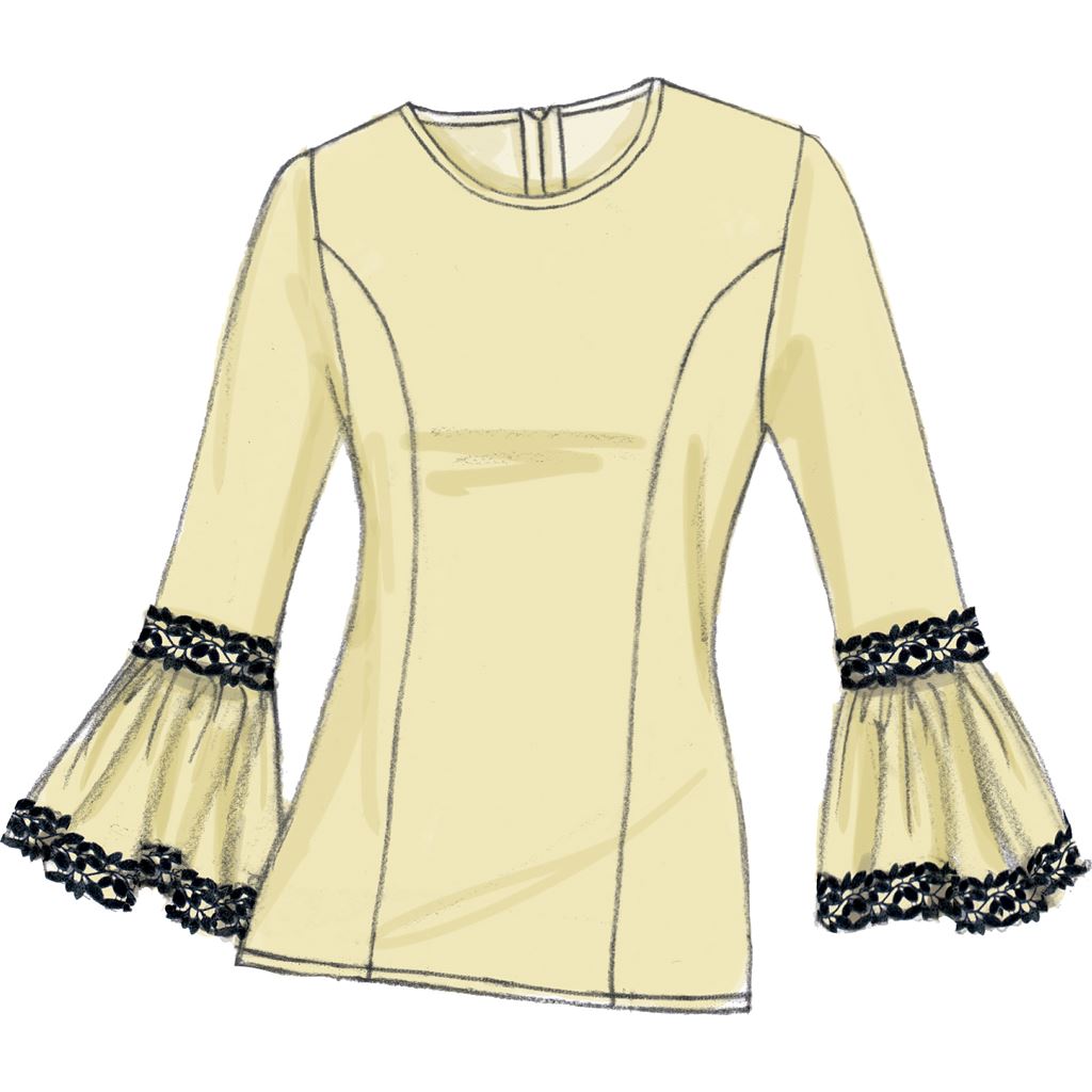 Vogue Pattern V9243 Misses Princess Seam Tops with Flared Sleeve Variations 9243 Image 5 From Patternsandplains.com.jpg