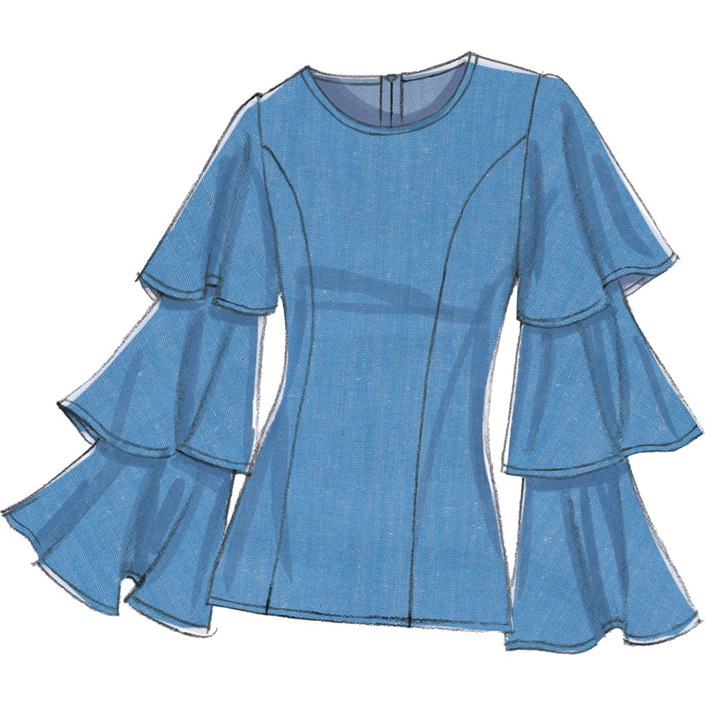 Vogue Pattern V9243 Misses Princess Seam Tops with Flared Sleeve Variations 9243 Image 7 From Patternsandplains.com.jpg