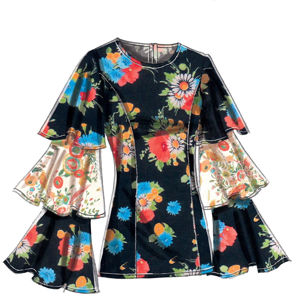 Vogue Pattern V9243 Misses Princess Seam Tops with Flared Sleeve Variations 9243 Image 8 From Patternsandplains.com.jpg