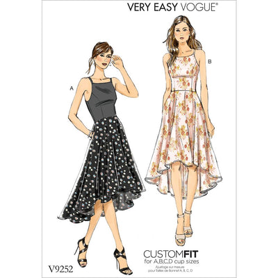 Vogue Pattern V9252 Misses Princess Seam High Low Dresses with Pockets 9252 Image 1 From Patternsandplains.com