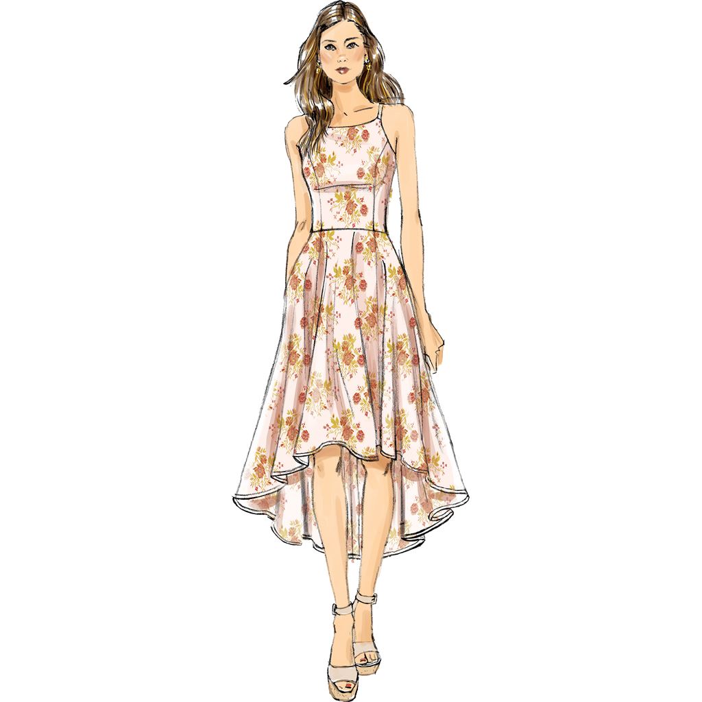 Vogue Pattern V9252 Misses Princess Seam High Low Dresses with Pockets 9252 Image 4 From Patternsandplains.com.jpg