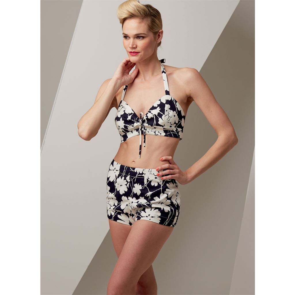 Vogue Pattern V9255 Misses Lined Halter Bra and Shorts and Square Neck Coverup with Pockets 9255 Image 2 From Patternsandplains.com.jpg
