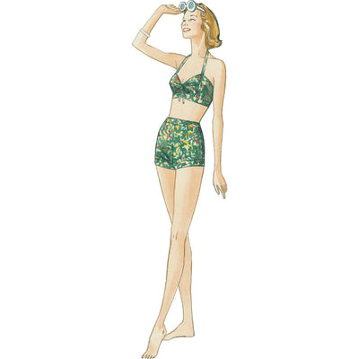 Vogue Pattern V9255 Misses Lined Halter Bra and Shorts and Square Neck Coverup with Pockets 9255 Image 4 From Patternsandplains.com.jpg