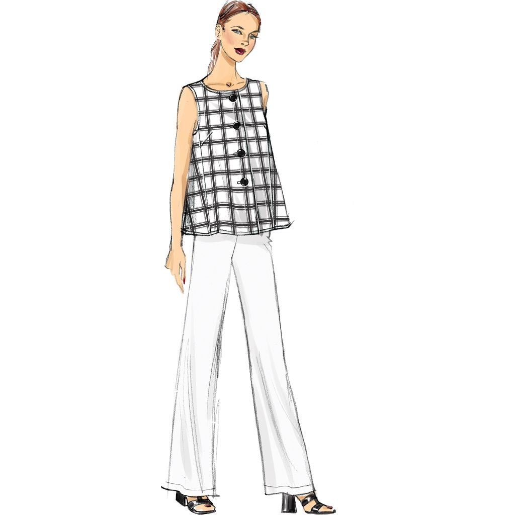 Vogue Pattern V9258 Misses Sleeveless Tops with Pull On Pants 9258 Image 2 From Patternsandplains.com.jpg
