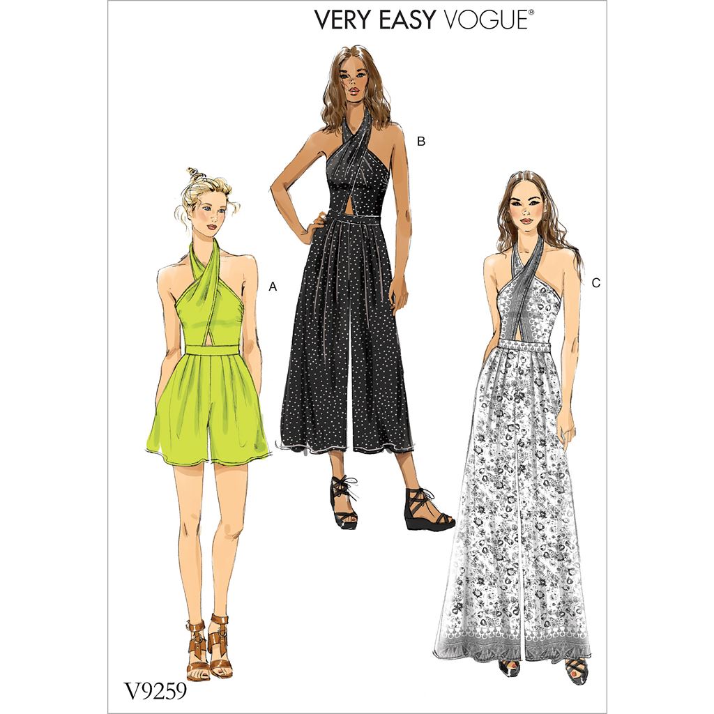 Vogue Pattern V9259 Misses Criss Cross Halter Romper and Jumpsuit with Length Variations 9259 Image 1 From Patternsandplains.com