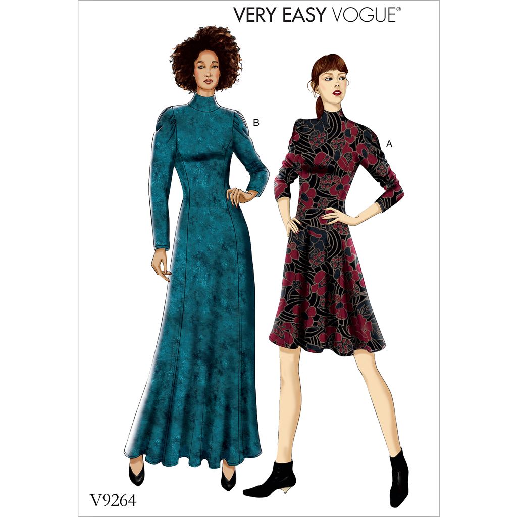 Vogue Pattern V9264 Misses' / Misses' Petite Knit, Fit-And-Flare Dresses 9264 - Patterns and Plains Vogue Pattern V9264 Misses' / Misses' Petite Knit, Fit-And-Flare Dresses 9264 - Patterns and Plains