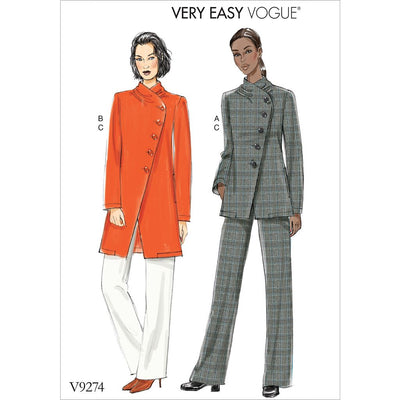 Vogue Pattern V9274 Misses Asymmetrical Lined Jacket and Pull On Pants 9274 Image 1 From Patternsandplains.com