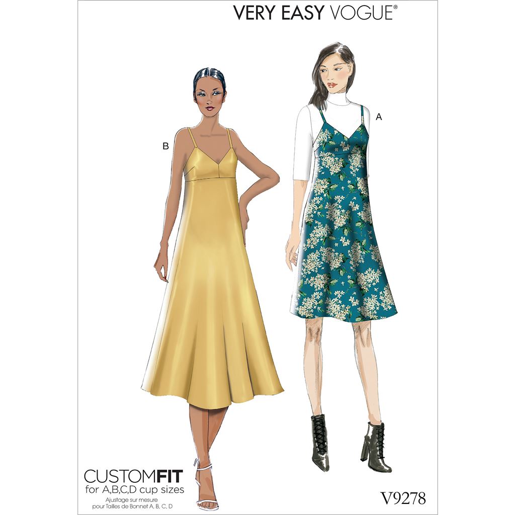 Vogue Pattern V9278 Misses Slip Style Dress with Back Zipper 9278 Image 1 From Patternsandplains.com