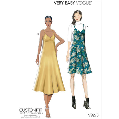 Vogue Pattern V9278 Misses Slip Style Dress with Back Zipper 9278 Image 1 From Patternsandplains.com