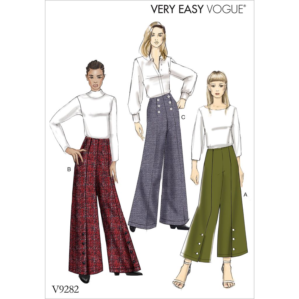 Vogue Pattern V9282 Misses High Waisted Pants with Button Detail 9282 Image 1 From Patternsandplains.com