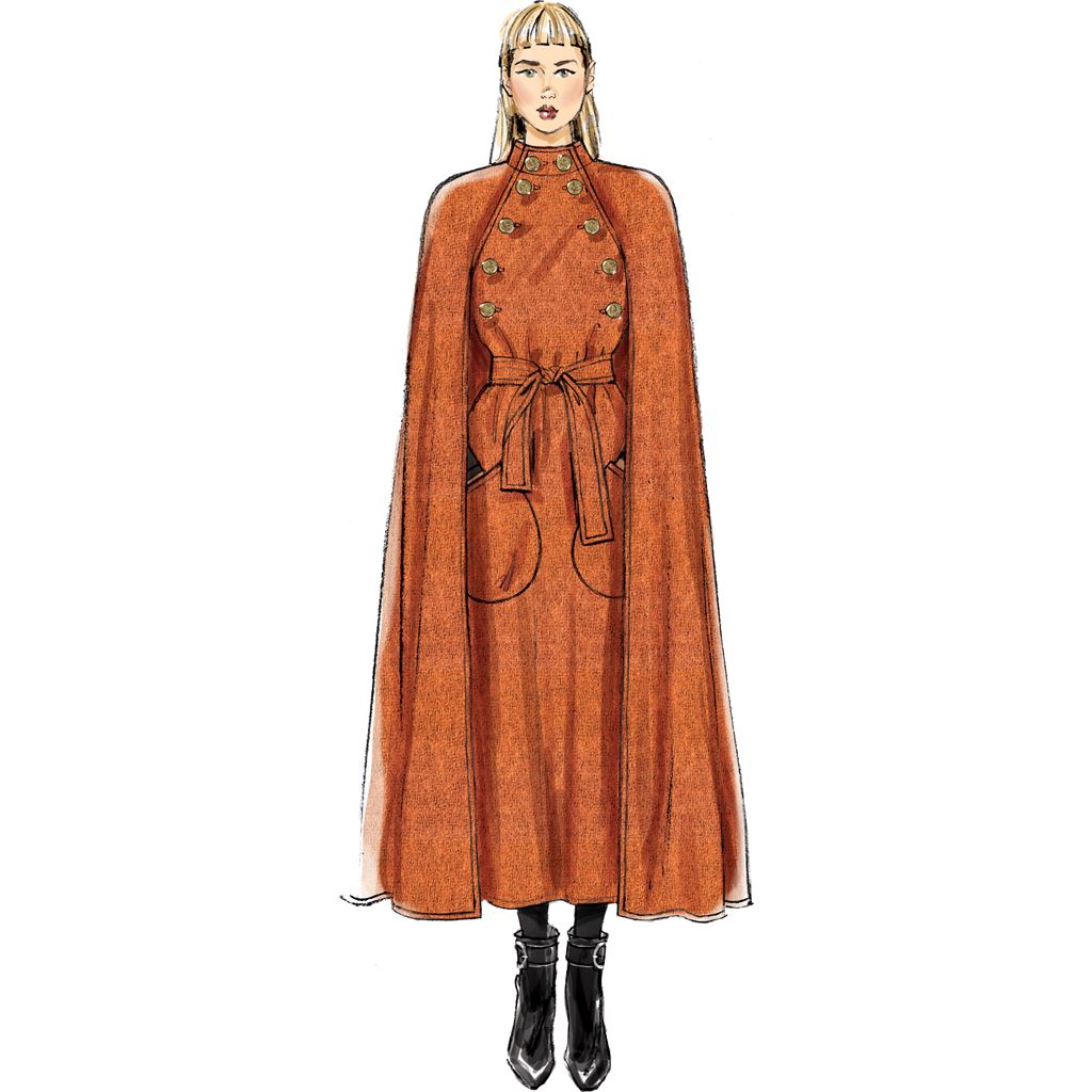 Vogue Pattern V9288 Misses Cape with Stand Collar Pockets and Belt 9288 Image 3 From Patternsandplains.com.jpg