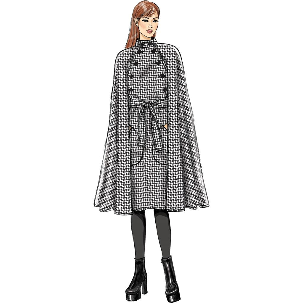 Vogue Pattern V9288 Misses Cape with Stand Collar Pockets and Belt 9288 Image 4 From Patternsandplains.com.jpg